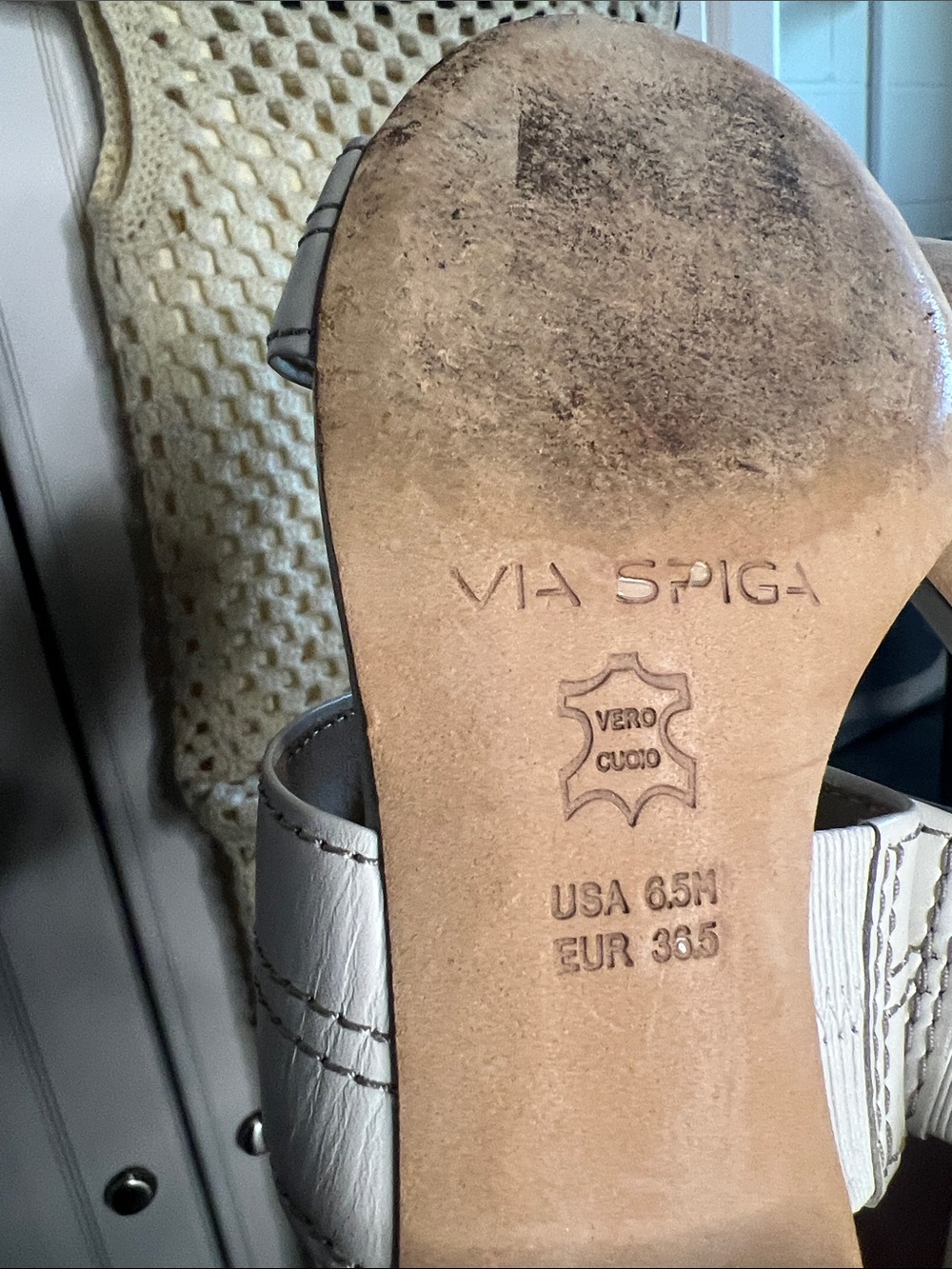 Via Spiga White Leather Low Block Heel Sandals - Picture 12 of 12